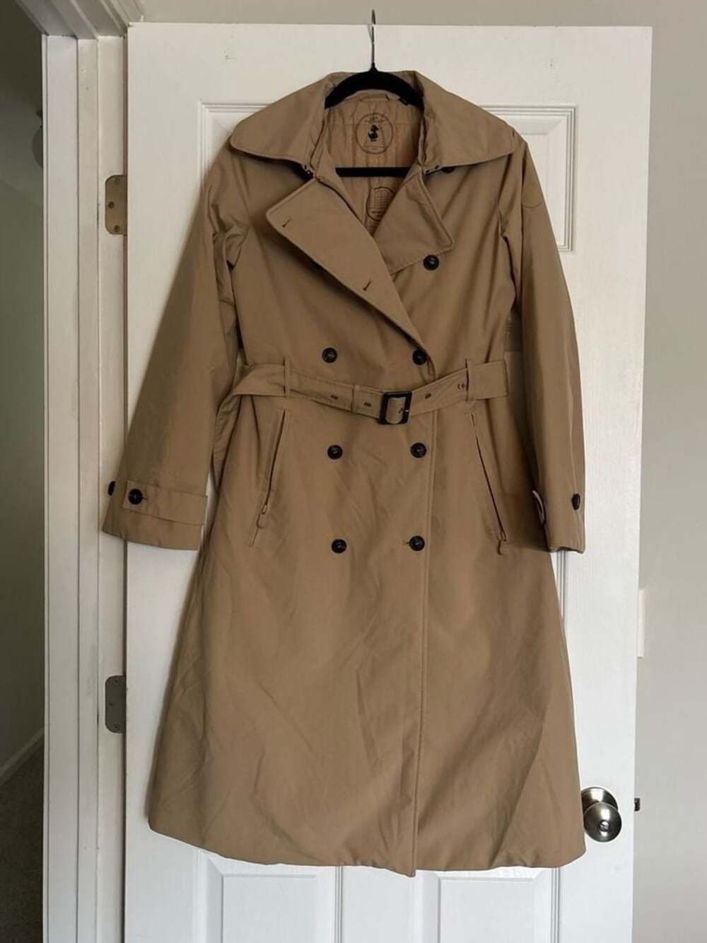 Save The Duck Women's Khaki Tan Double Breasted Belted Trench Coat Size 0/XS